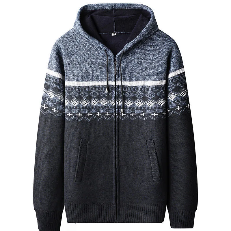 Cardigan à Capuche Épais et Chaud en Peluche avec Fermeture Éclair, Vêtement Polyvalent et Décontracté de Style Papa, Nouvelle Collection Automne