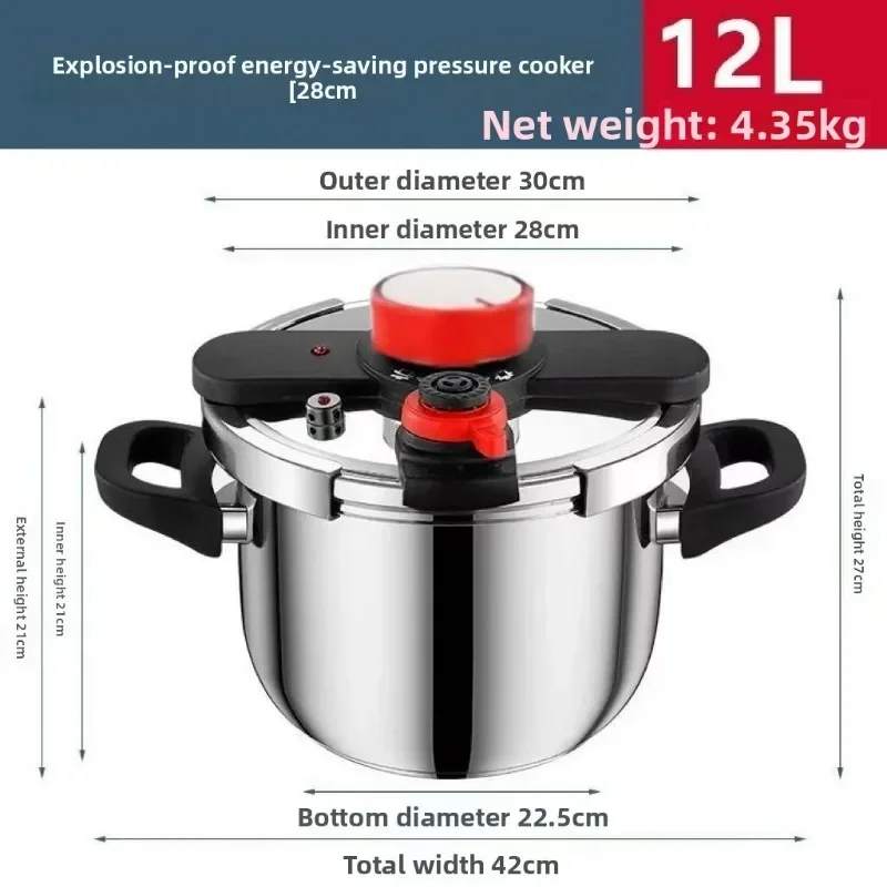 Food Grade Stainless Steel 6L Pressure Cooker Domestic Induction Compatible Cross Border Stove Explosion Proof Pressure Cooker