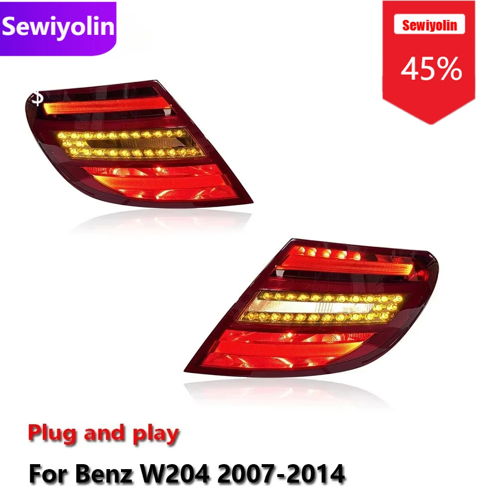 

Sewiyolin автомобильный DRL светодиодный задний фонарь в сборе для Benz W204 2007-2014 авто противотуманный DRL тормозной указатель поворота Plug and Play