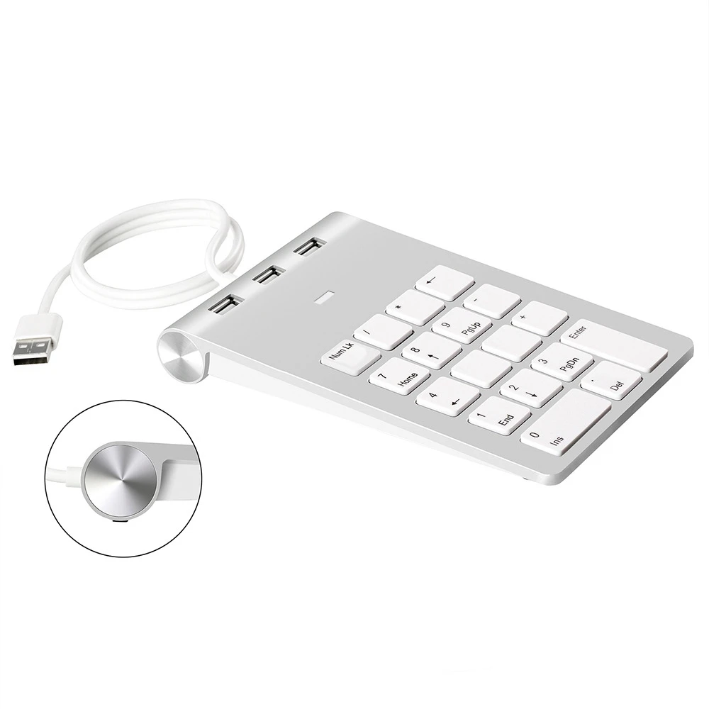 Mini Numeric Keypad Keyboard 18Keys Numeric Key Pad Numpad Number Pad with 3 Ports Usb Hub for Laptop Desktop Pc