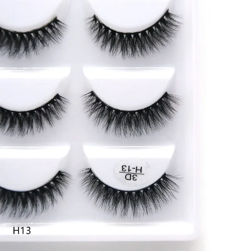 5 Pairs Multipack 3D Mink Lashes False Eyelashes Handmade Wispy Fluffy Fake Lash Natural Eye Makeup Tools Faux Eye Lashes H13