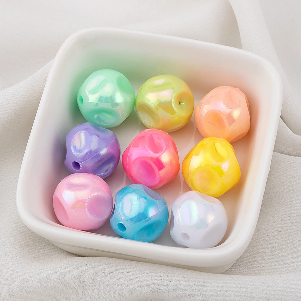 5 Stück/Lot 16mm Hochwertige UV-beschichtete Runde Acryl-Abstandsperlen für Schmuckherstellung DIY Handgemachte Armbänder Haaraccessoires