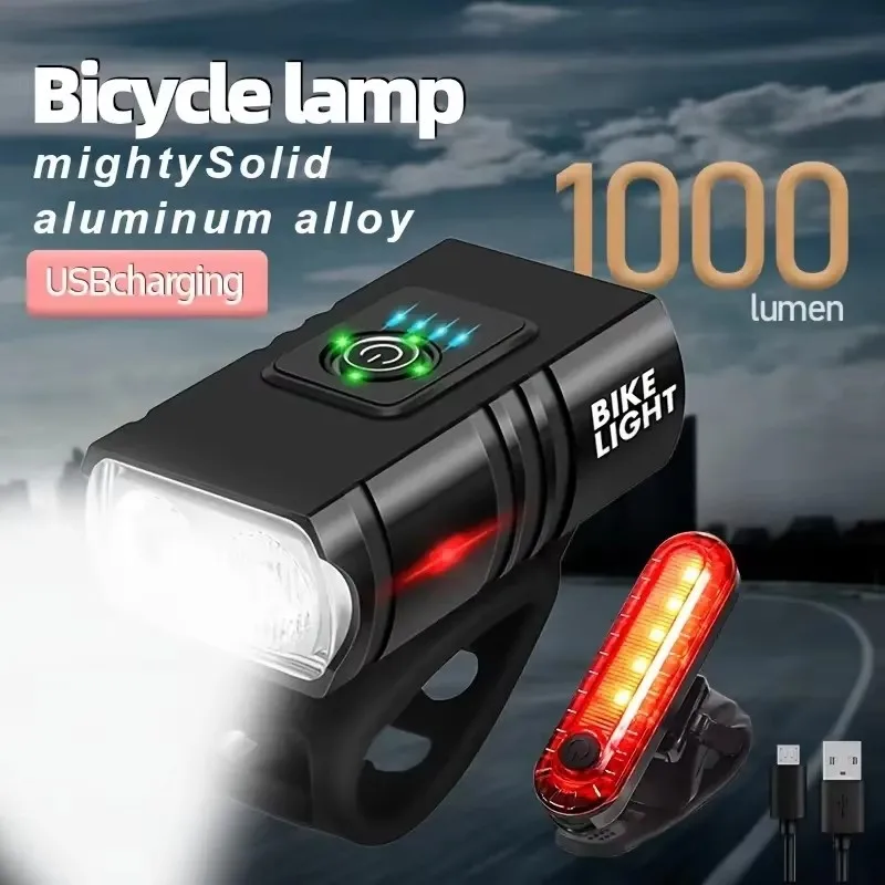 Turn on bike lights LED front USB charging mountain bike headlights flashlight bike scooter