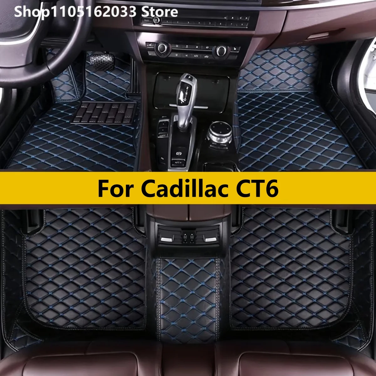 

Полосатые автомобильные коврики из искусственной кожи на заказ для Cadillac CT6, автомобильные ковры, аксессуары для ног
