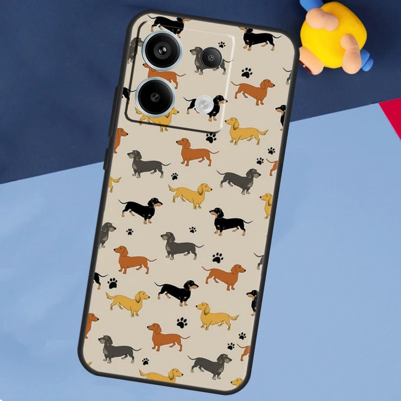 Cute Dachshund Sausage Dog Case For Xiaomi Redmi Note 13 Pro 12 11 8 9 10 Redmi Note 12S 11S 10S 9S 10C 12C 13C Cover