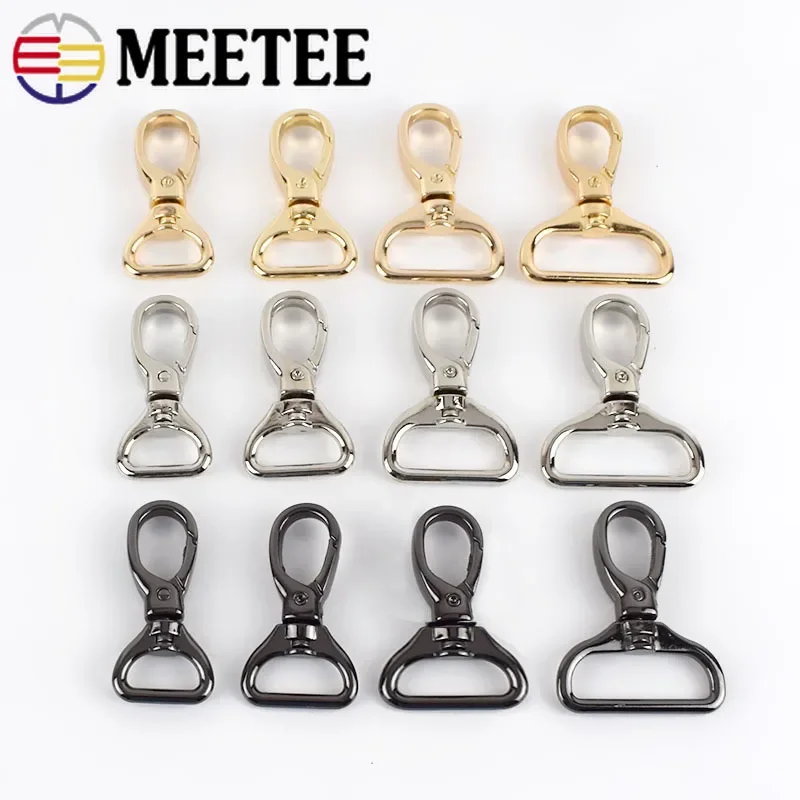 Meetee 10/20pcs 15/20/26/32mm Luggage Hardware Accessory Metal Snap Buckle Bag Strap Swivel Clasp Lobster Hook DIY Keychain Clip
