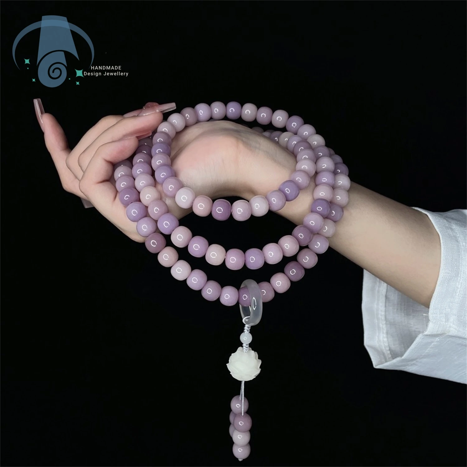 

Violet MultiStrand Bracelet Purple Fairy Bodhi Seed 108 Beads Mala Creative Minimalist Unisex Lotus Style Jewelry