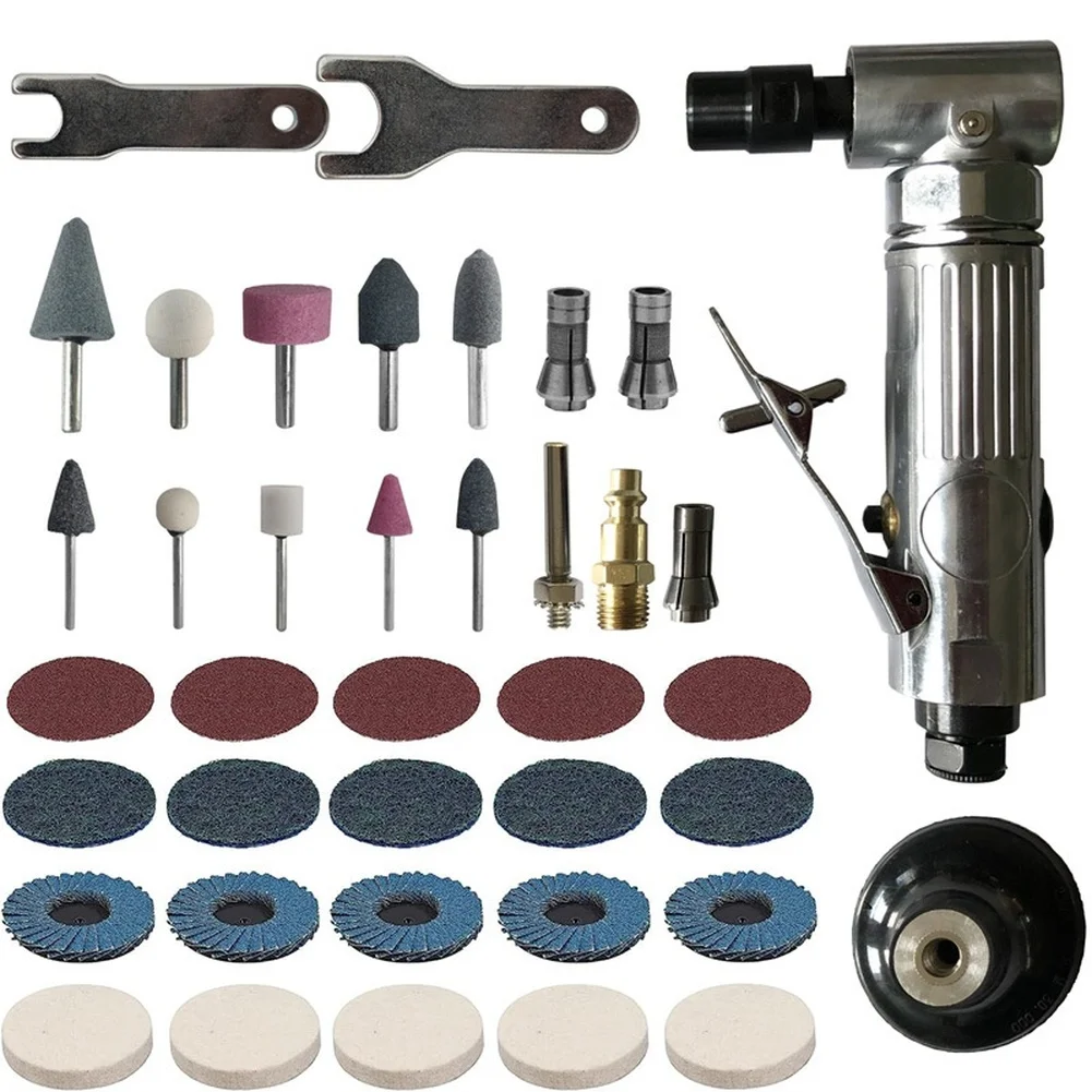 Air Die Grinder Tool Kit 39PCS with 90 Degree Design 1/4 Inch Air Inlet and Comprehensive Accessory Set for Workshop Use