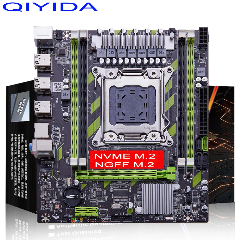QIYIDA X79 motherboard LGA2011 DDR3 SATA3 PCI-E M.2 SSD support DDR3 PC3 memory and Xeon E5 processor