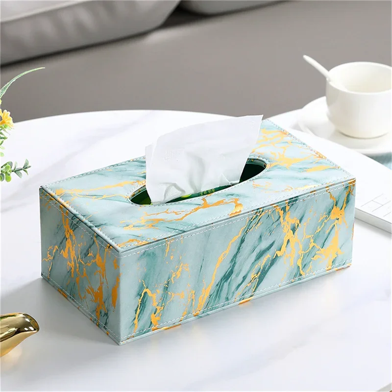 

PU Leather Tissue Box Rectangular Napkin Holder Pumping Paper Case Dispenser For Home Office Car Decoration