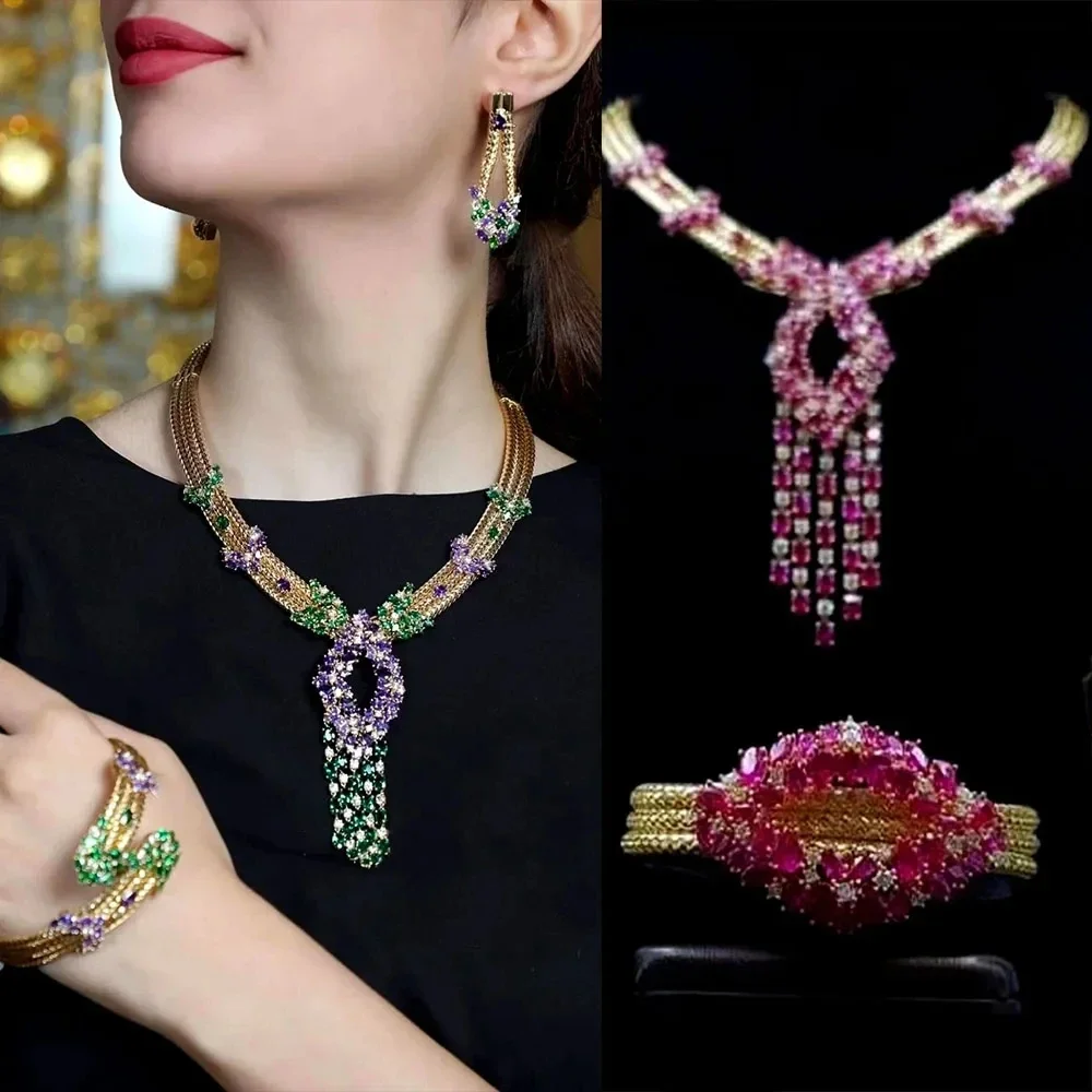 

Soramoore Brand Luxury Gorgeous 4PCS Jewelry Sets Earrings Necklace Bangle Ring for Women Bridal Wedding Jewelry 2021 Trendy HOT