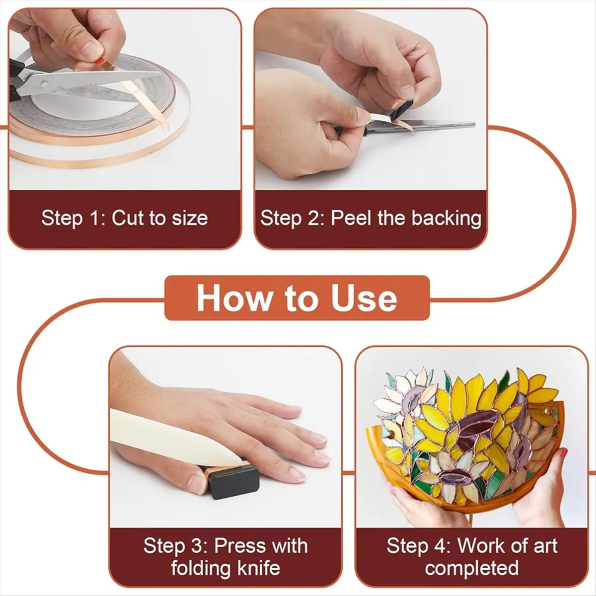 

3 упаковки витражной фольги, медная лента (0,2/0,23/0,27 дюйма X 36 футов) с пластиком, фольгой для DIY