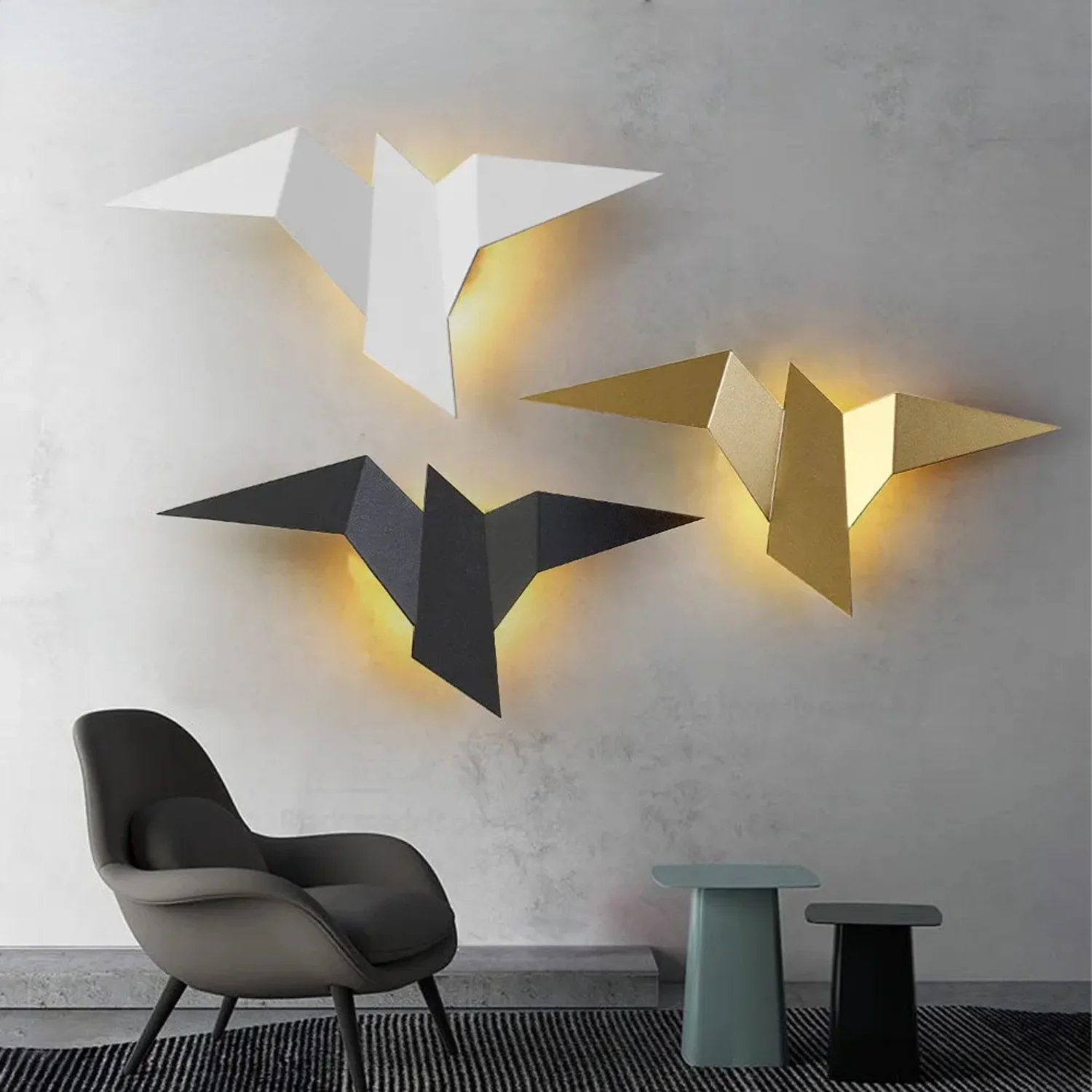 LED Simple Flying Bird Wall Lamp Creative Background Atmosphere Light  Living Room Bedroom Bedside Interior Decoration