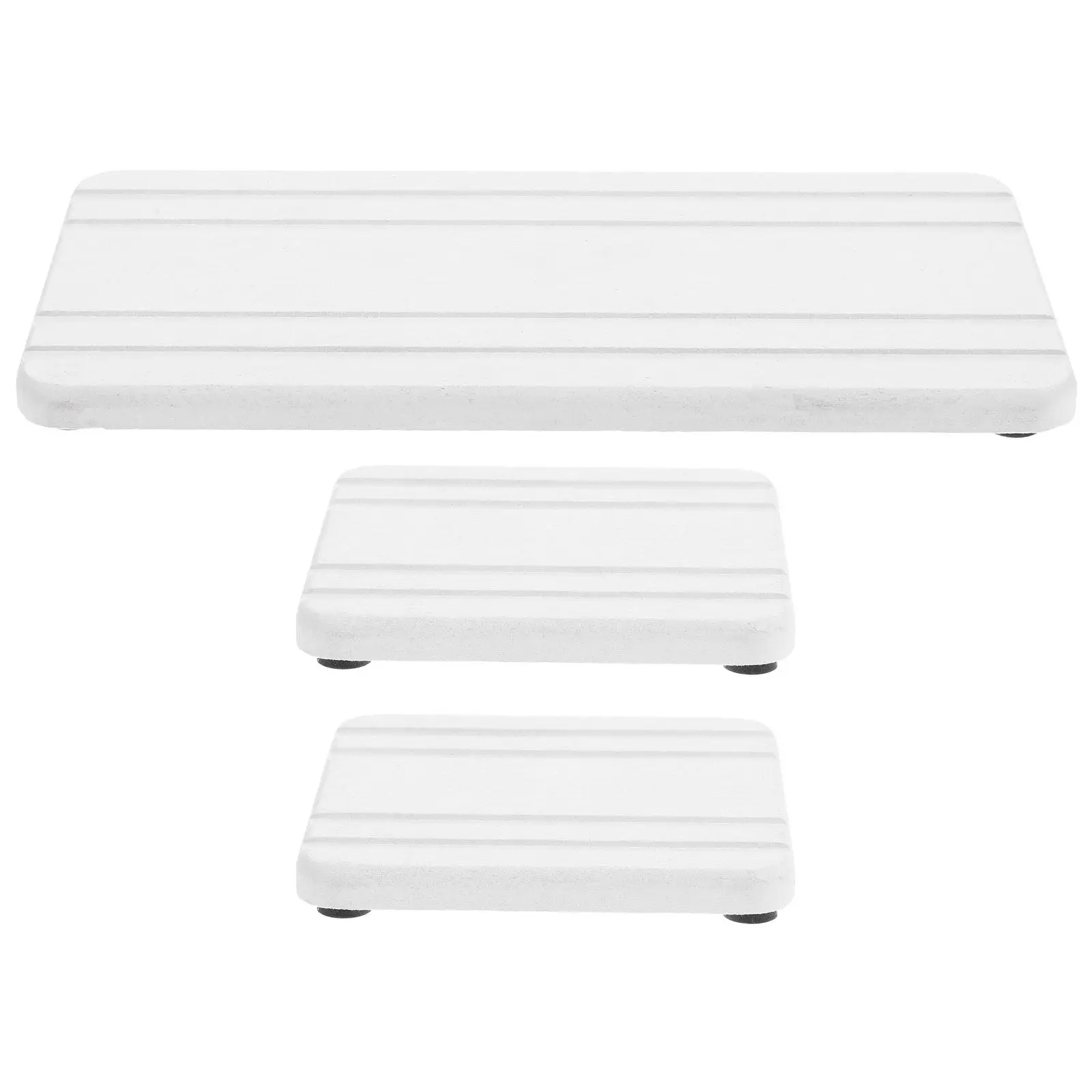 

Набор из 3-х быстросохнущих ковриков-поддонов (20x10 см) для кухни и ванной: органайзер для столешницы, подставка для мыла, многоразовый, белый, каменный материал