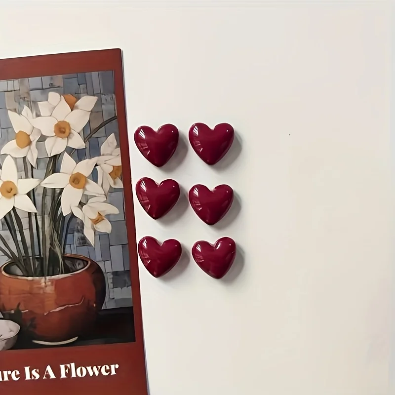 9 Adorable Red Heart-shaped Fridge Magnets, Perfect for Kitchen and Locker Decoration Ideal Gift for the Holidays
