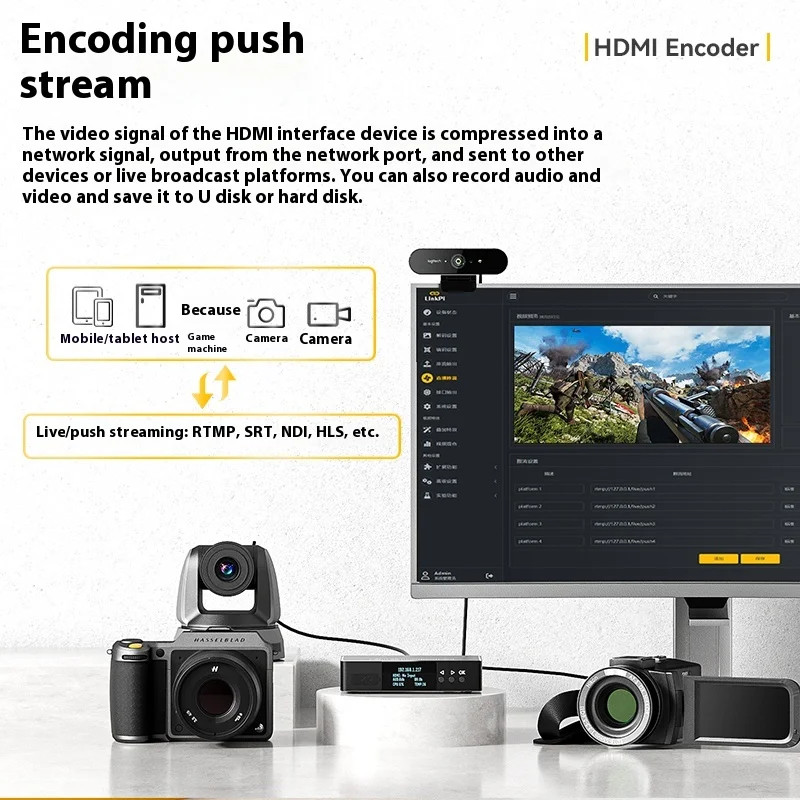 HDMI 실시간 저지연 인코더, NDI 디코더, 4K 1080P SRT/RTSP RTMP/HTTP/HLS H265 인코더 디코더, Youtubu, 페이스북 지지대