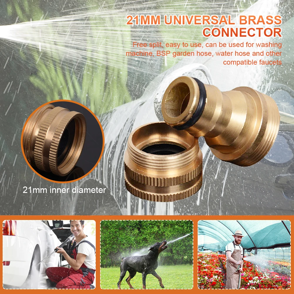 Conector de grifo de agua de 21mm, accesorio Universal para grifo, accesorio de parada de agua, acoplamiento de rosca para tubería de jardín, tubo de lavadora de coche, 2 uds.