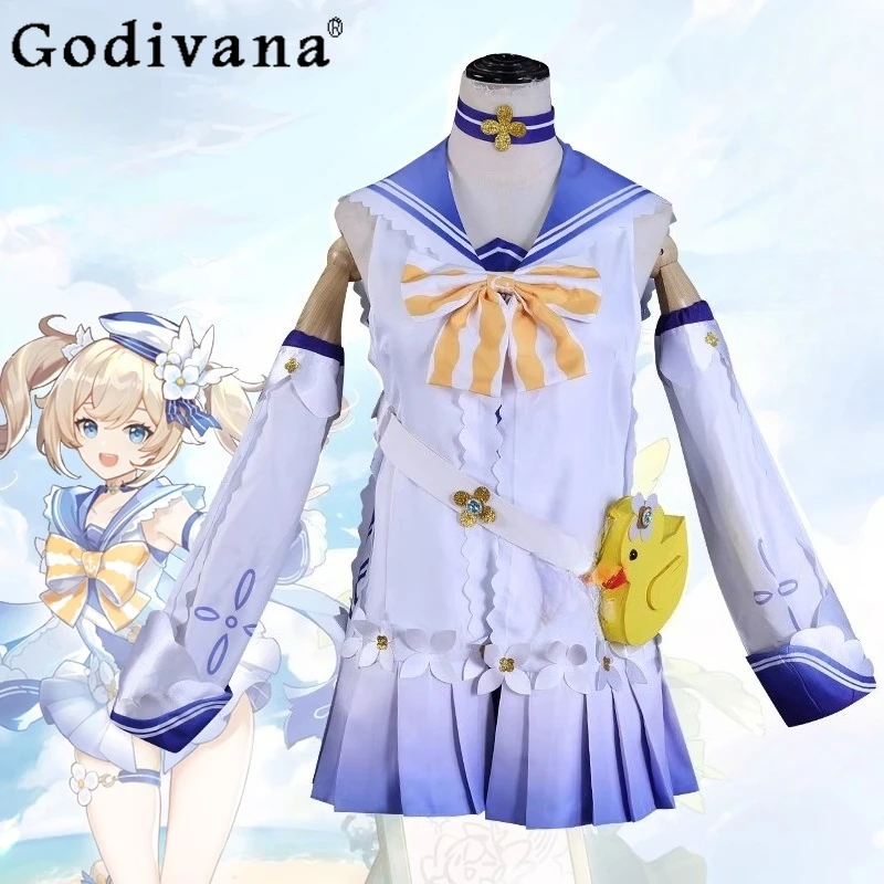 

Barbara Swimsuit Wig for Women Cosplay Game Halloween Carnival Party Costume Summer Cute Girl Suit Genshin Impact Set