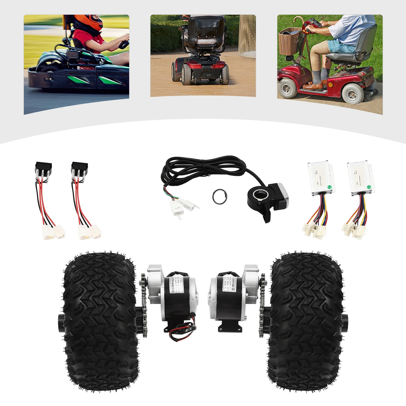 24 فولت/250 واط 36 فولت/350 واط سكوتر كهربائي تحويل عدة 10 "عجلات مزدوجة فرشاة موتور تروس محرك عجلة الهواء ث/عتاد عكسي + الإبهام خنق #2