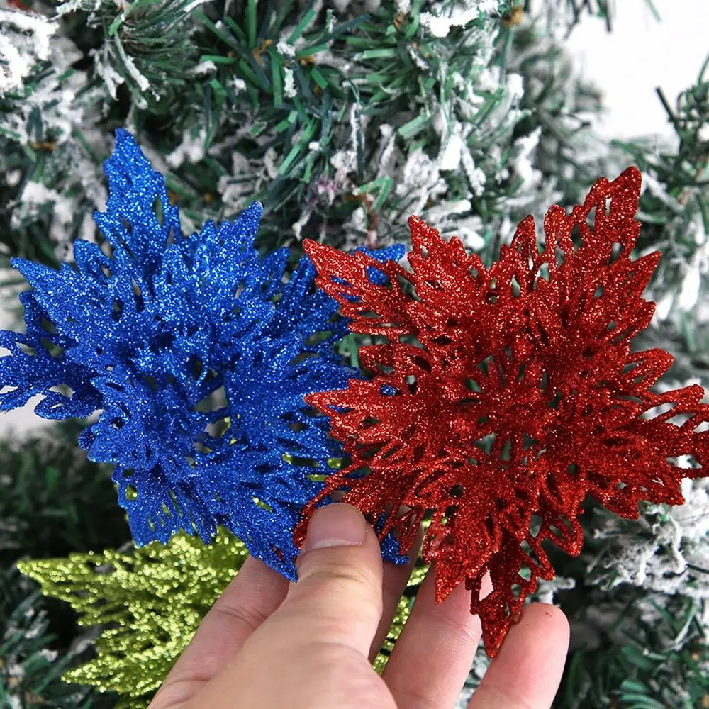 Kerst Glitter Bloem Goud Zilver Rood Kunstmatige Poinsettia Bloemen Hoofd Kerstboom Decoratie Thuis Nieuwjaar Geschenken