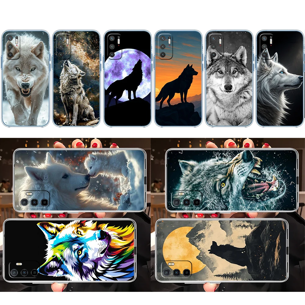 DK3 Animal Wolf Soft Shell Transparent Phone Case for Motorola Moto G7 G8 G9 G84 G85 G73 G24 G15 Z2 Play Power Plus view 3