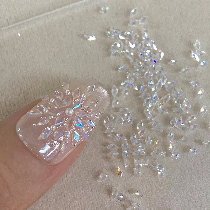 50 個混合ミニ菱形ネイルラインストーン 3D 平底ネイルクリスタル宝石光沢のあるマニキュアチップ 3D ネイルアートデコレーション