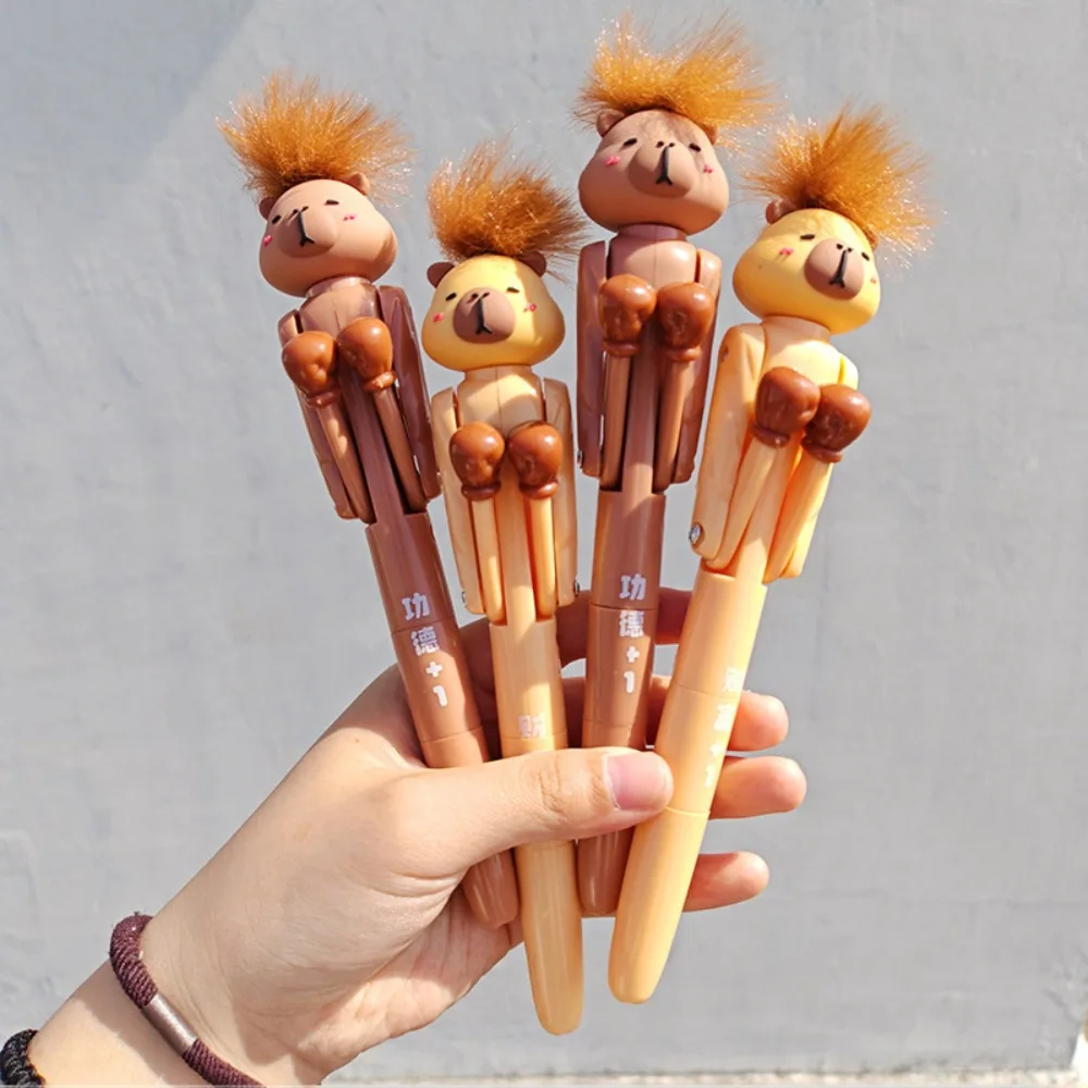 

Kawaii Capybara Hair-fried Boxing Pen Mechanism Creative Interactive Ballpoint Pen Fun Frog Writing Boxing Pen School Supplies