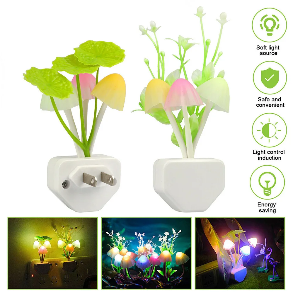 Wall Light-control colorful night light lotus leaf aquatic grass mushroom creative bedroom Lamp 3d lights Decoration