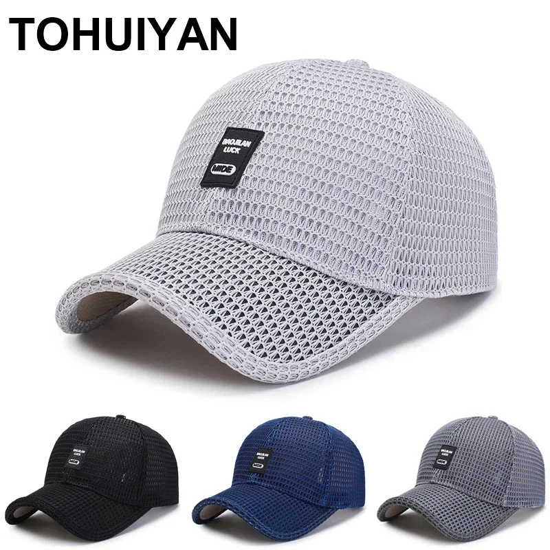 Top Level Summer Baseball Hat For Men Breathable Mesh Trucker Cap Fashion Curved Visor Casquette Homme Casual Women Sun Caps