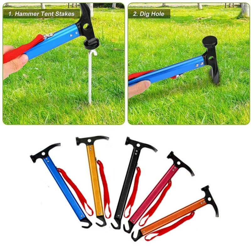 

Outdoor Camping Hammer | 10-in-1 Multitool | For Tent Stakes Nails & Survival Tasks