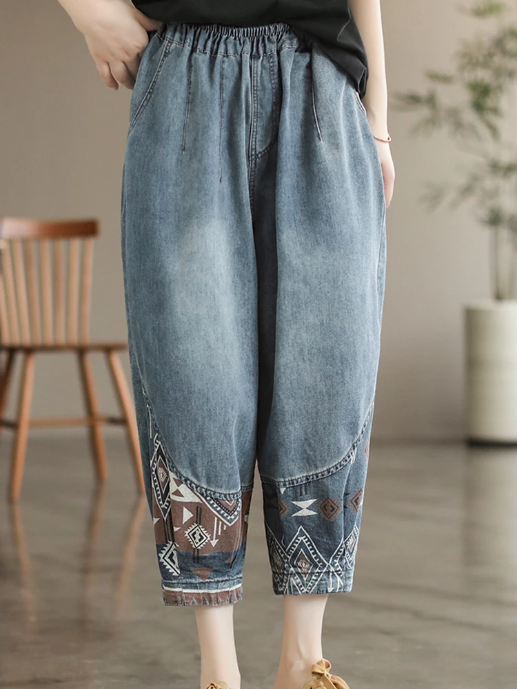 Max LuLu Fashion Spring Denim Pantalons Womens 2024 Leisure Printed Harajuku Jeans Ladies Korean Luxury Vintage Harem Trousers