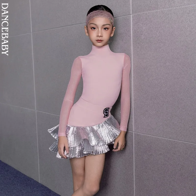 Customized 2026 New Latin Dance Tops National Standard Girls' Practice Clothes Spring Dance Top Half Skirt D96