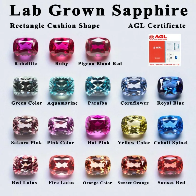 

Lab Grown Sapphire Rectangle Cushion Shape High-quality DIY Charms Jewelry Making Main Materials Selectable AGL Certificate