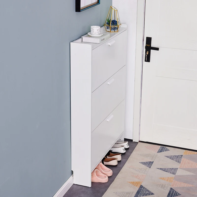 Ultra thin shoe cabinet  household door economy simple modern storage cabinet narrow large capacity flip bucket small shoe rack image 2