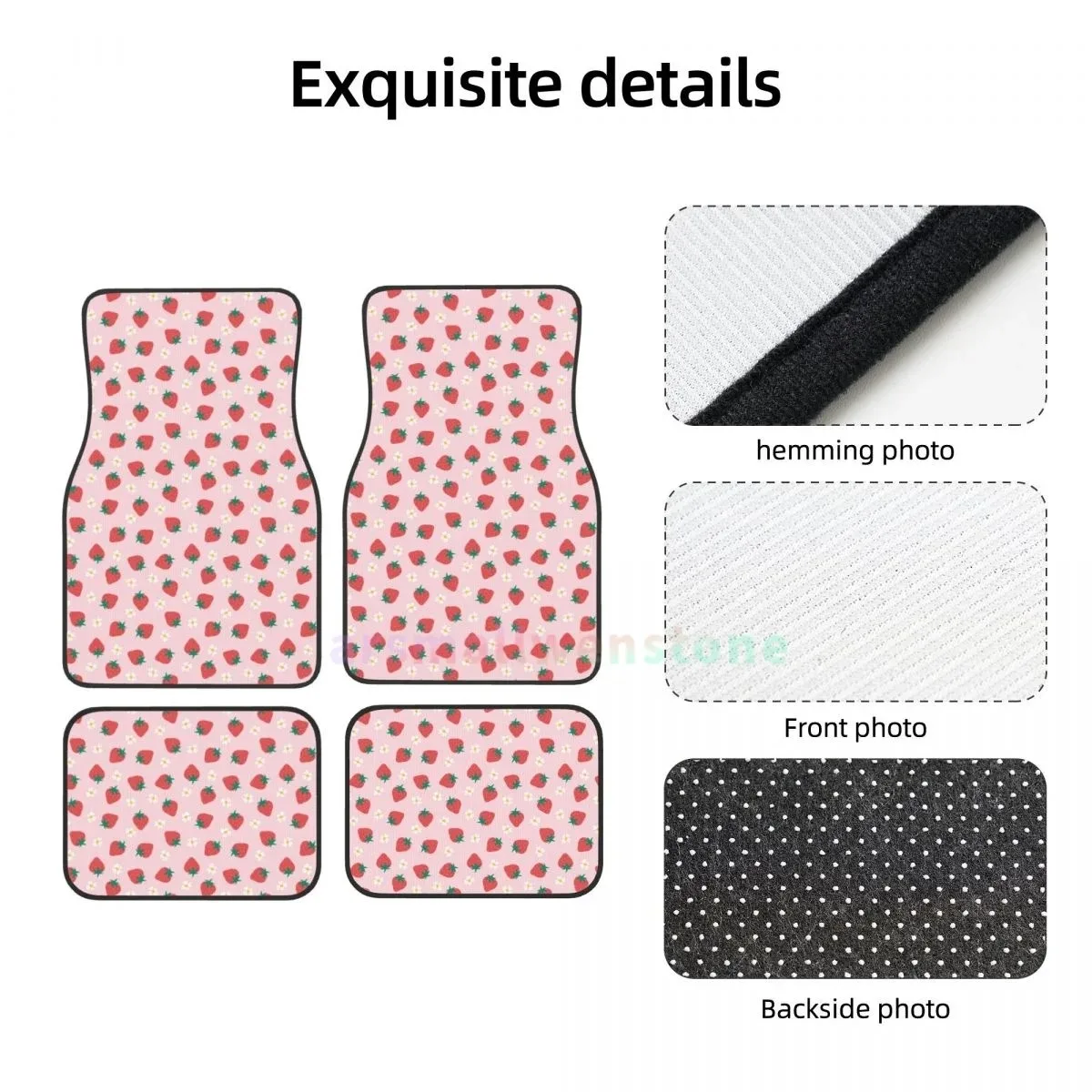 

Strawberry 4PCS Crystal Velvet Women's Car Floor Mat, Anti fouling Car Floor Mat, Car Interior Accessories