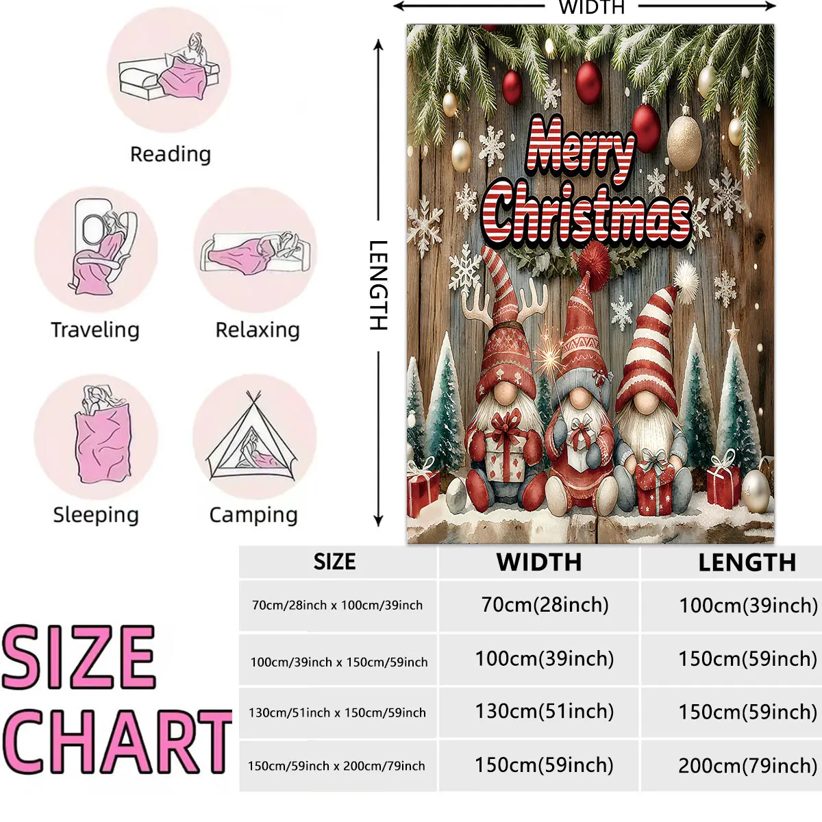 1pc Merry Christmas goblin print flannel blanket multiple sizes soft comfortable for nap casual cover blanket machine washable