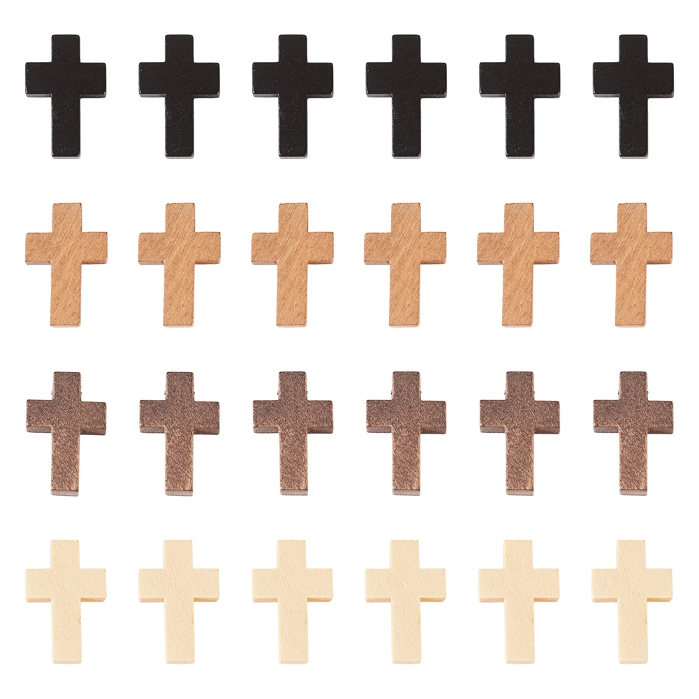 

500pcs Wooden Cross Charms Crucifix Solid Color Pendant for Easter Religion Prayer Jewelry Bracelet Necklace Making 21x14x4mm