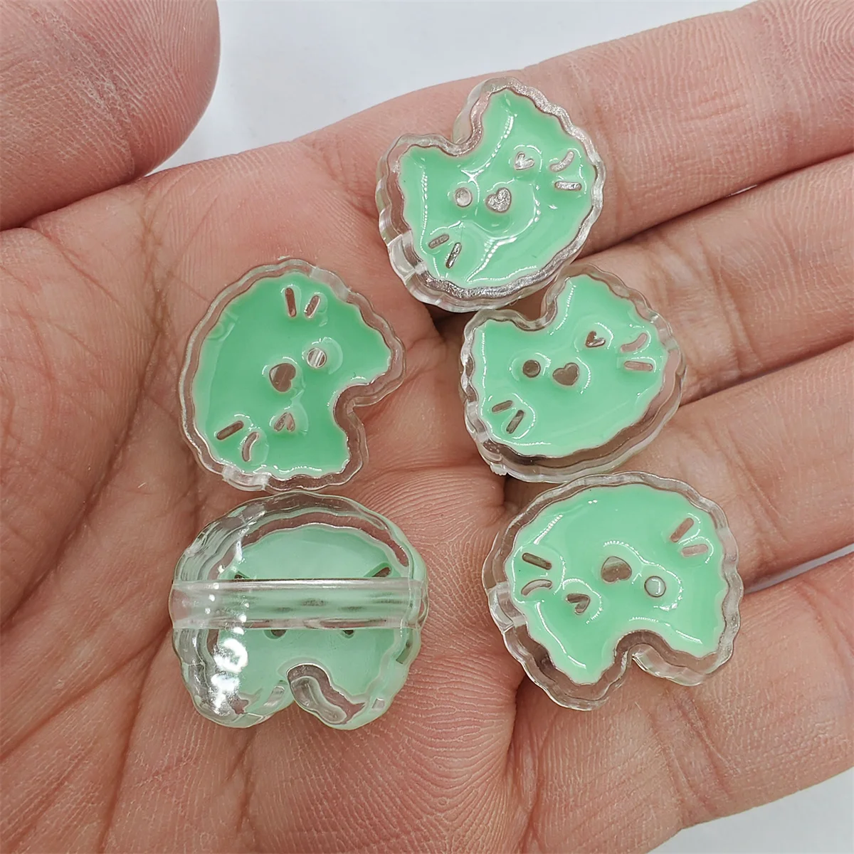 5Pcs 18mm*20mm Cute Transparent Enamel Cats Beads Handcrafted for DIY Kids Girls Necklace Bracelet Pendant Jewelry Accessories