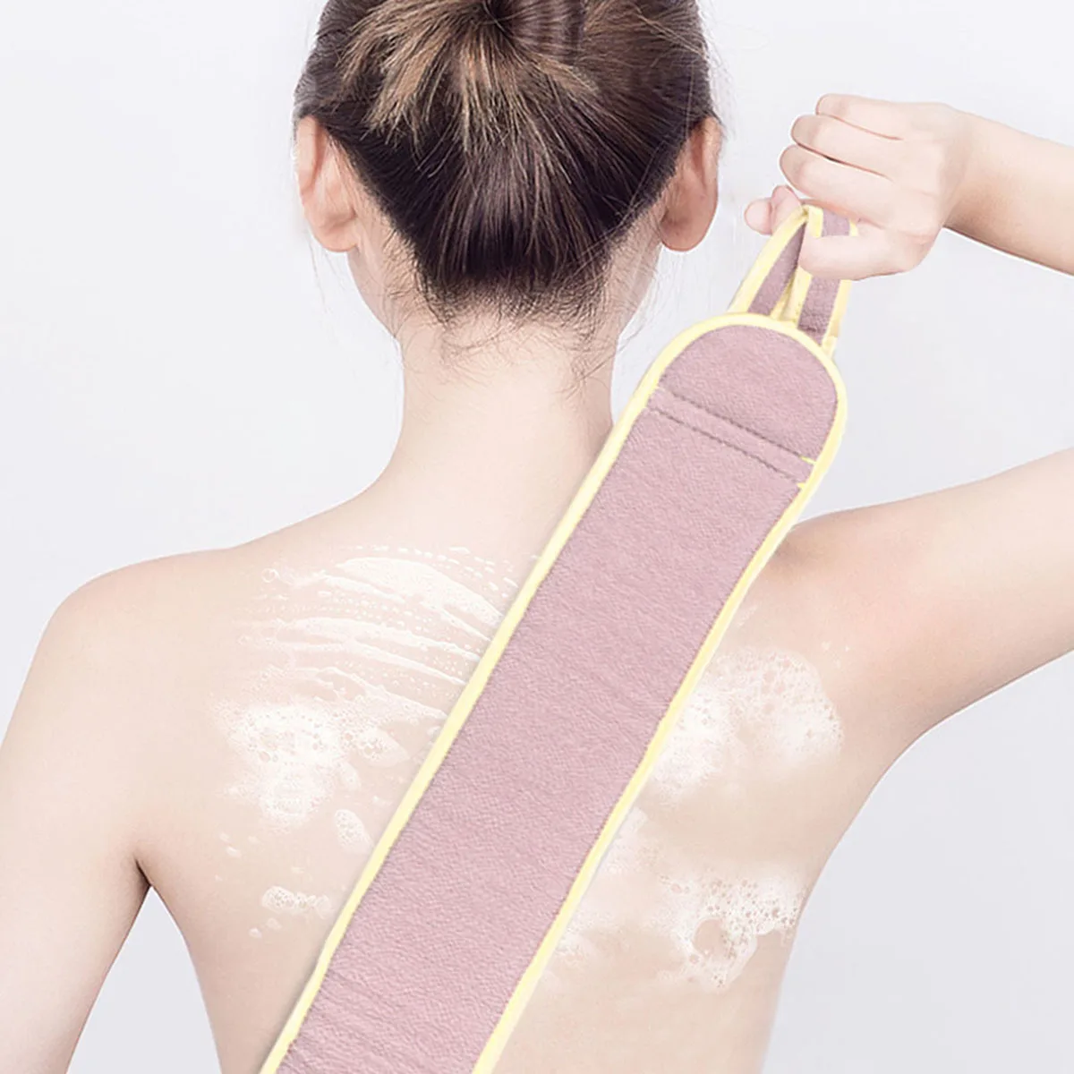 

2Pcs Bath Rub Strip Back Pulling Towel Long Strap Thickened Rubbing Towel Deep Clean Body Shower Purple Coffee