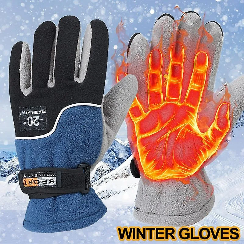 Polar Fleece Warm Gloves for Men Cycling Skiing Wool Glove Extreme Cold Weather Windproof Waterproof Gloves Male Sports Mittens