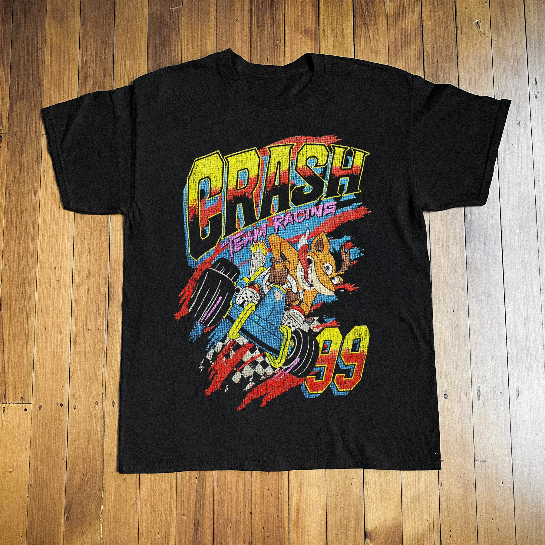 Camiseta gráfica de videojuego retro Crash Team Racing 99 para hombre y mujer, camiseta informal vintage de algodón de manga corta, ropa de calle