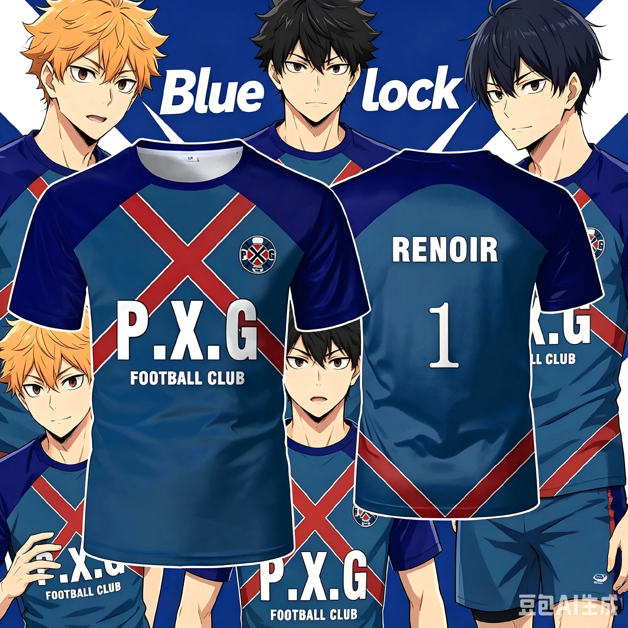 Summer Paris X Gen P.X.G Blue Lock Japanese Anime Football Jersey, No. 9 Shido Rin Cosplay 3D Crew Neck T-Shirt Top