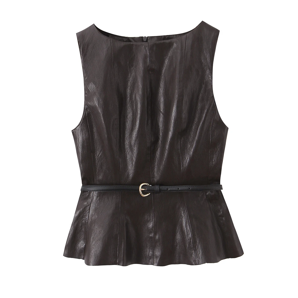 European and American 2026 Spring New Women's Clothing with Belt Leather Effect Top Midi Skirt Set