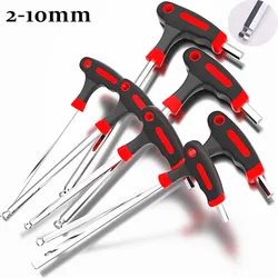 Bicycle T-Handle Mountain Bike Road Bike Tool 2-10mm Alloy Steel Hexagon Wrench Bicycle Repair Tool Kit for Footrest Headrest