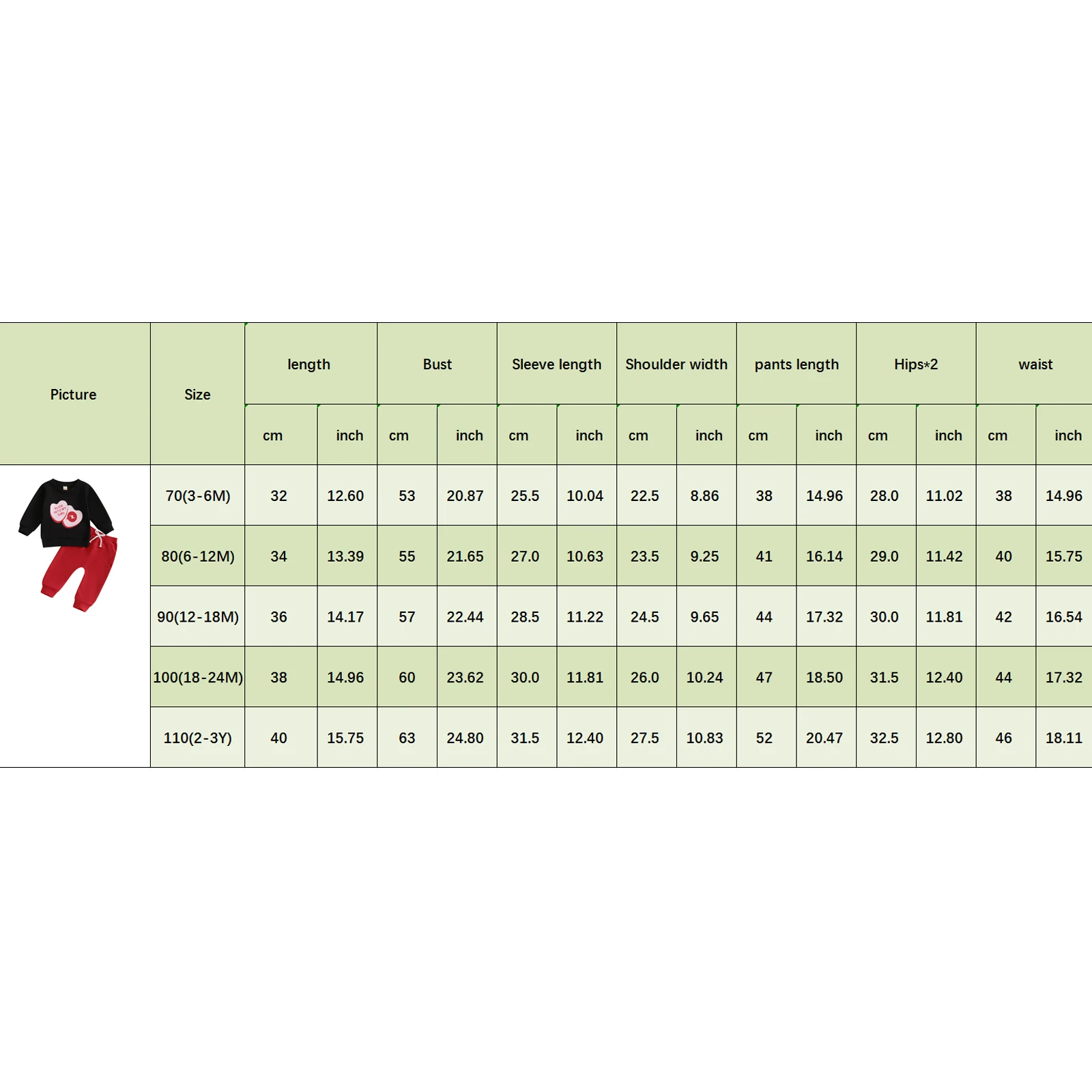 Strój walentynkowy dla malucha Bluza z długim rękawem z literą serca Solidne długie spodnie 2-częściowy zestaw dla chłopców i dziewczynek
