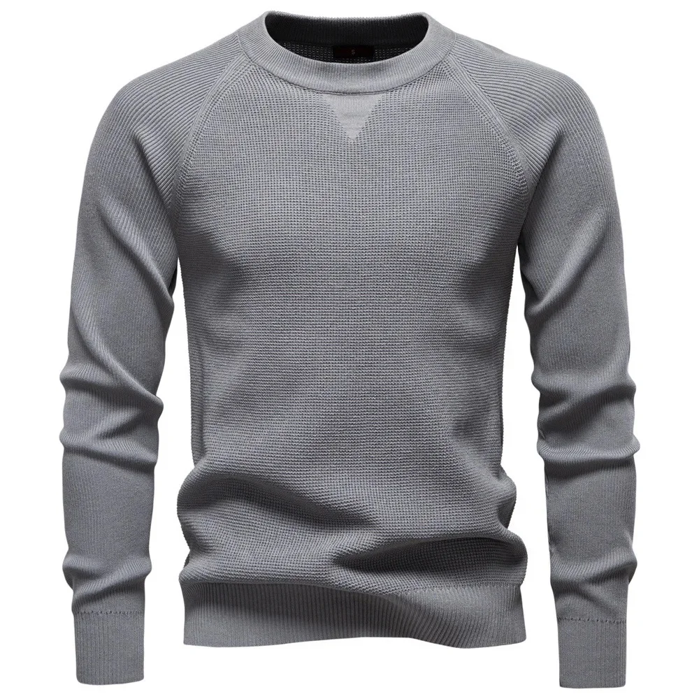 

2026 New Men's Crew Neck Knitted Sweater Fashionable High Quality Casual Autumn Winter Pure Color Business Casual Style Knitwear