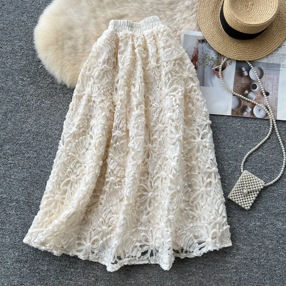 Chic vintage maglia floreale A-line gonna dritta a vita alta coreano streetwear ufficio signora abbigliamento donna