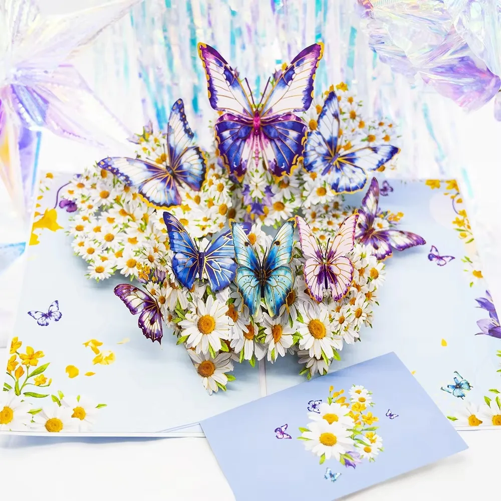 3D-Grußkarten mit Pop-Up-Blumen, Hochzeitskarte, Jahrestag, Erntedankfest, Valentinstag, Geburtstag, Geschenk, Dankeskarte, handgefertigte Karten