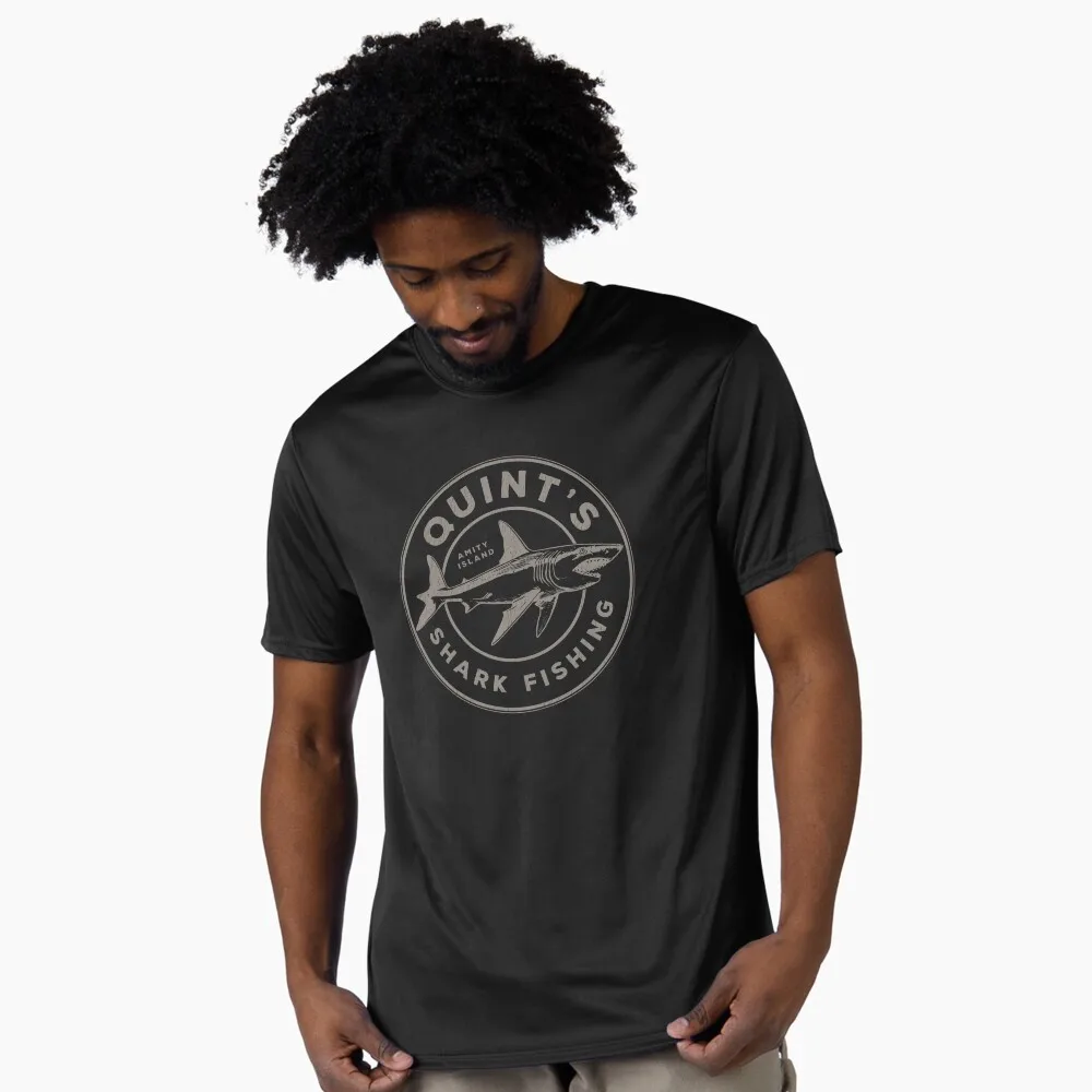 

Quint's Shark Fishing Funny Gift T shirt 100% cotton print tee O-Neck Short Sleeve Graphic Clothes All size tops S-6XL