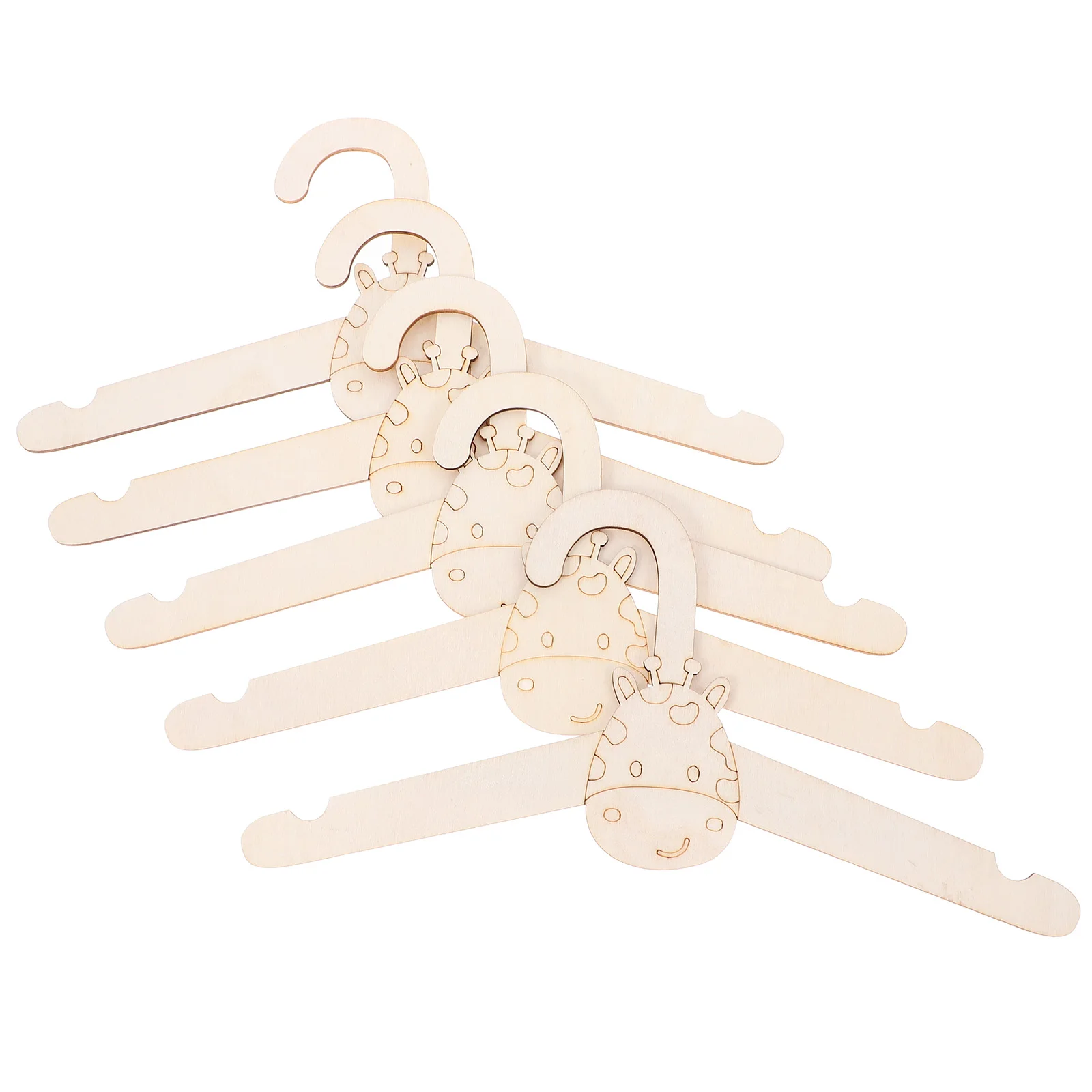 

5pcs Wooden Baby Hangers Cute Giraffe Design Kids Diy Craft Nursery Pants Scarf Hat Organizer Home School
